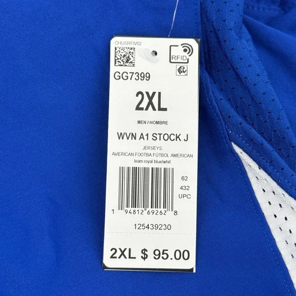 Adidas Football Jersey Royal Blue V Neck Short Sleeve Men's 2XL GG7399 NWT - Picture 12 of 13